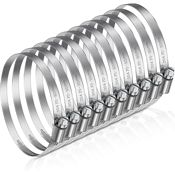 JatilEr Hose Clamps 70-90 mm Pack of 8 Adjustable Hose Clamp