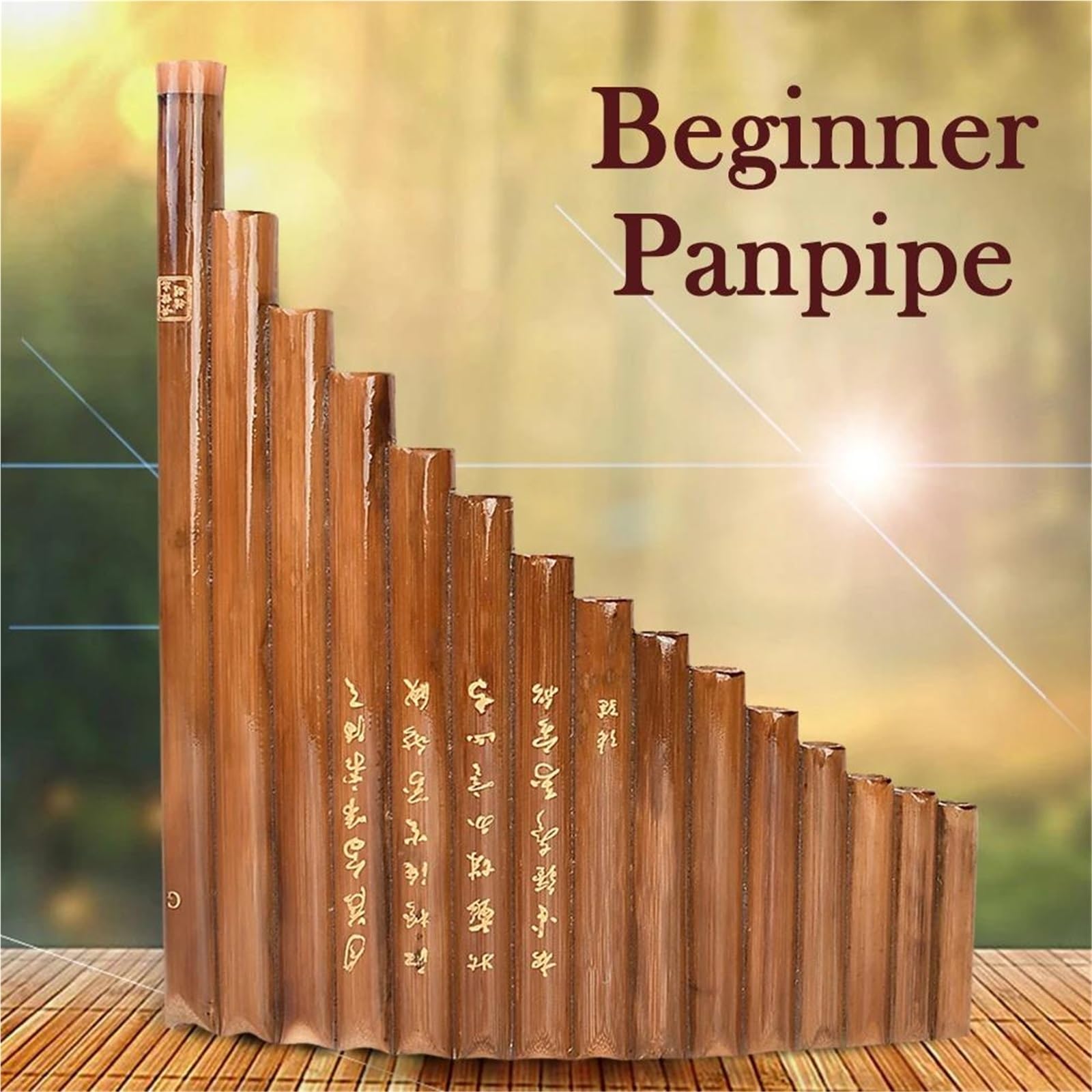 Pan Flute Instrument Pan Flute 15 Pipes Natural Bamboo Wind Instrument G Key Panpipe Chinese Traditional Instrument With Bar Bag