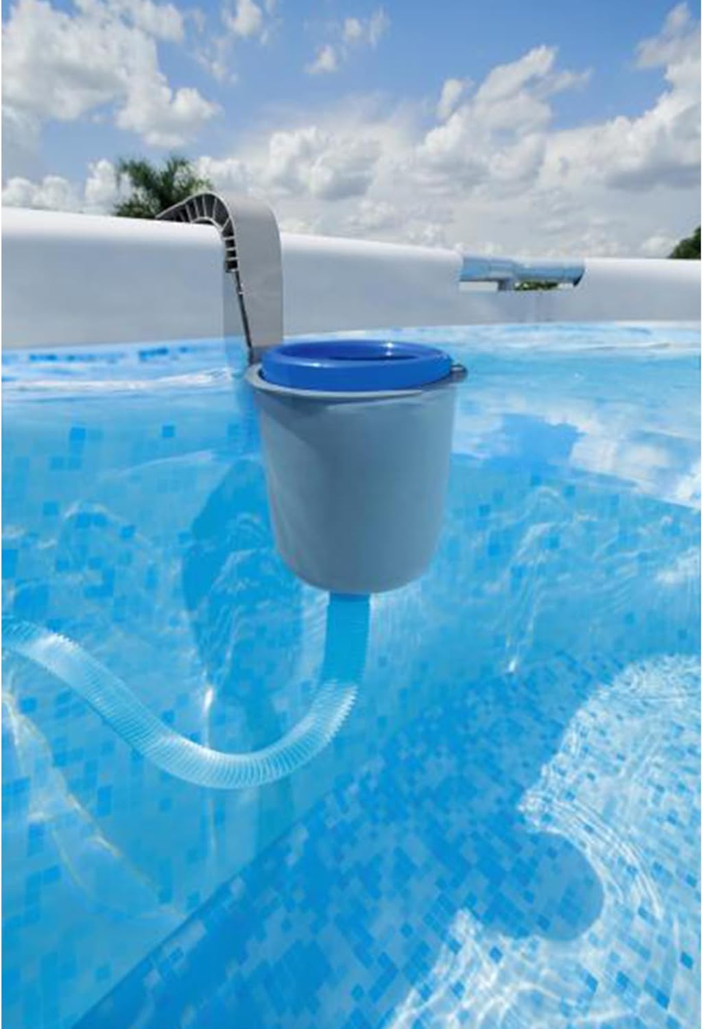 Bestway Flowclear Pool Wall Mounted Automatic Pool Surface Skimmer for Above Ground Pools with 530 Gallon and Above Filter Pumps, White/Blue