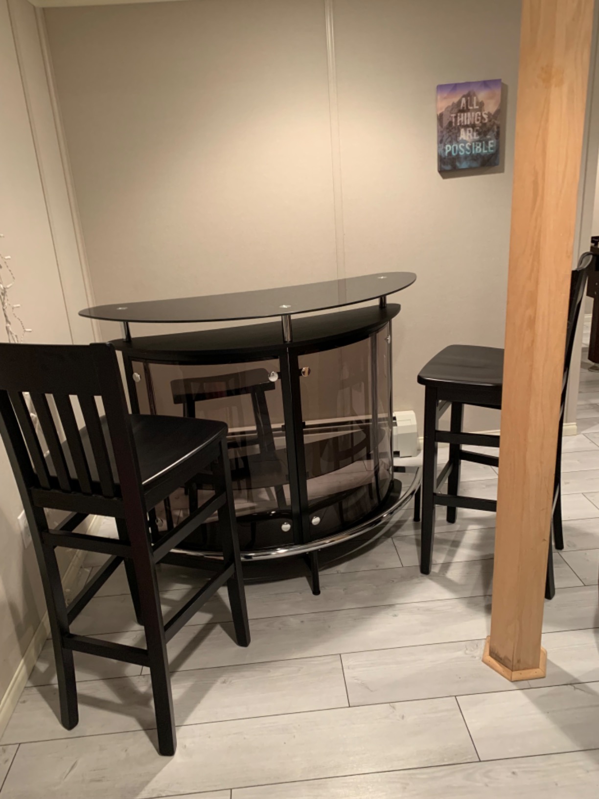 12/mo Finance BOWERY HILL Contemporary Glass Home Bar in Black and