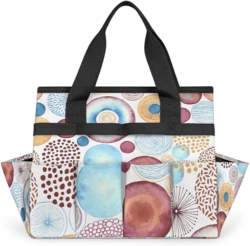 Abstract Donuts Garden Tool Tote Bag for Women Men Gardening Tool Storage Bags with 10 Pockets Standable Garden Home Tool Kits Organizer for Indoor