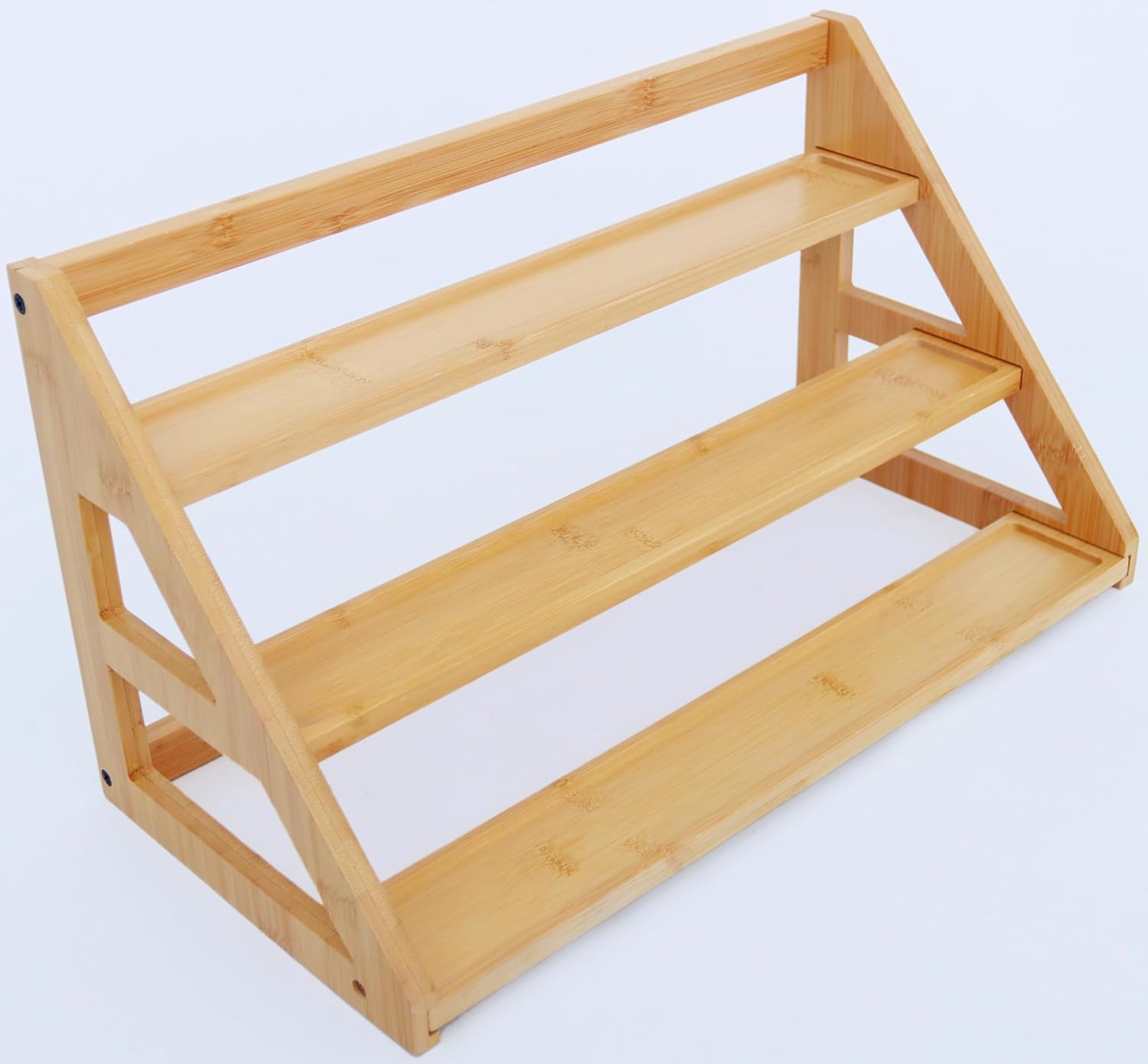 3 Tier Bamboo Spice Rack Organizer for Cabinet - Seasoning Rack Fits 24 Spice Jars, 17.5” Wide Countertop & Cabinet Organizer for Kitchen Organization