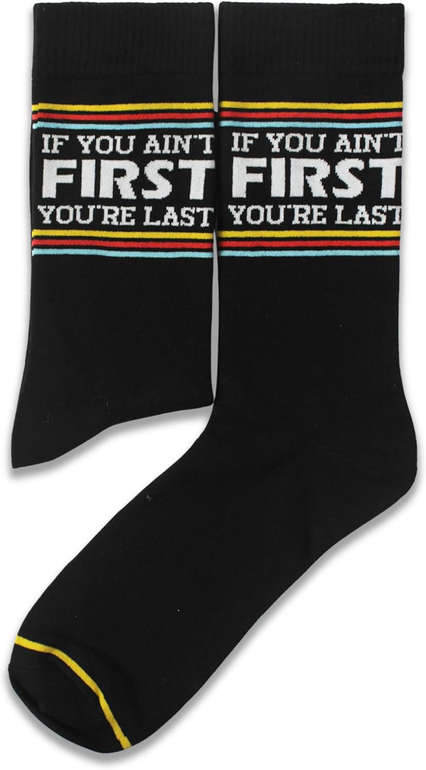 “If You Ain’t First You’re Last” Racing Crew Socks for Men and Women, Funny Graphic Socks - Image 2