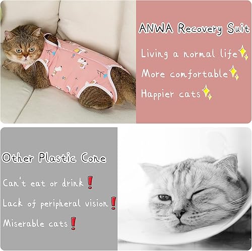 Miniatura 7 de ANWA Traje de recuperación de gato, mameluco transpirable para gato después de la cirugía, traje de recuperación de cirugía de gatito, heridas