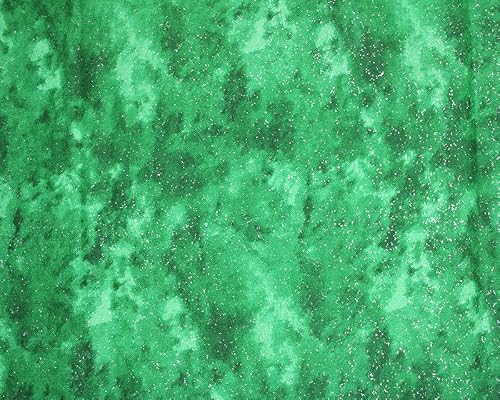 Glamour Secrets Green 100% Cotton Glitter Marble Batique Blender Fabric - Craft Material By The Metre
