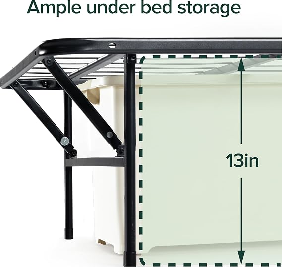 Zinus SmartBase Tool-Free Assembly Mattress Foundation, 14 Inch Metal Platform Bed Frame, No Box Spring Needed, Sturdy Steel Frame, Underbed Storage, Black, Twin XL