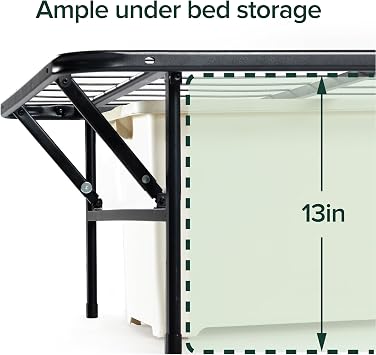 Zinus SmartBase Tool-Free Assembly Mattress Foundation, 14 Inch Metal Platform Bed Frame, No Box Spring Needed, Sturdy Steel Frame, Underbed Storage, Black, Twin XL