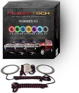 Flashtech RGB LED Halo Ring Accent Light Components Compatible with Hummer H3 2006-2010