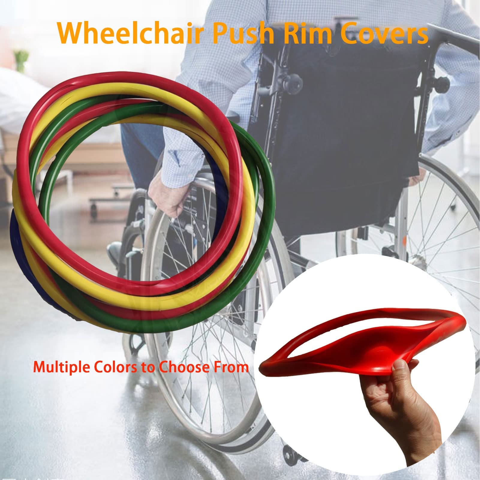 1 par de Fundas para sillas de Ruedas, Fundas de Silicona para Llantas de Empuje de sillas de Ruedas de 24 Pulgadas, Accesorios para sillas de Ruedas, Fundas para Llantas de Ruedas
