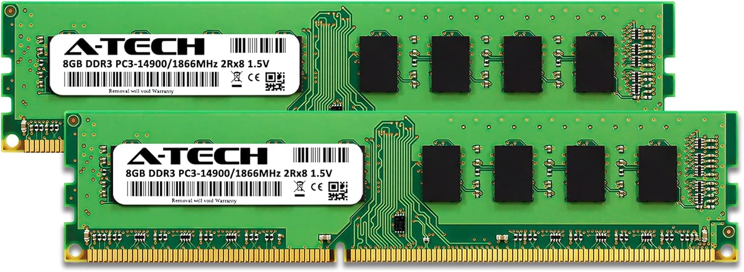 A-Tech 16GB (2x8GB) RAM Replacement for Kingston HyperX HX318C10FBK2/16 | DDR3 1866MHz PC3-14900 UDIMM Non-ECC 2Rx8 1.5V 240-Pin Memory Kit