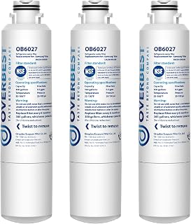 Overbest OB6027 Refrigerator Water Filter, 3 Pack | Replacement for Samsung DA29-00020B, HAF-CIN, HAF-CIN/EXP, 46-9101, RF28HMEDBSR, RF4287HARS, RF263TEAESG, RH22H9010SR