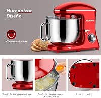 SVEWT Konyhai Robotgép 1500W - 8L Rózsaszín Dagasztógép 6 Sebességgel, Dagasztókarral és Habverővel, Mosogatógépben Mosható 4