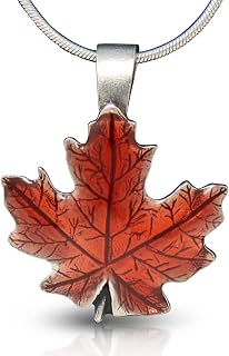 – 1” Maple Leaf Fall/Autumn Necklace, Pewter Pendant, Handcrafted, 18” Sterling Snake Chain, Made in USA