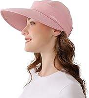 Vista 9 de Sombrero de sol para mujer, 2 en 1, con cremallera, protección solar, visera de playa, sombrero de golf plegable