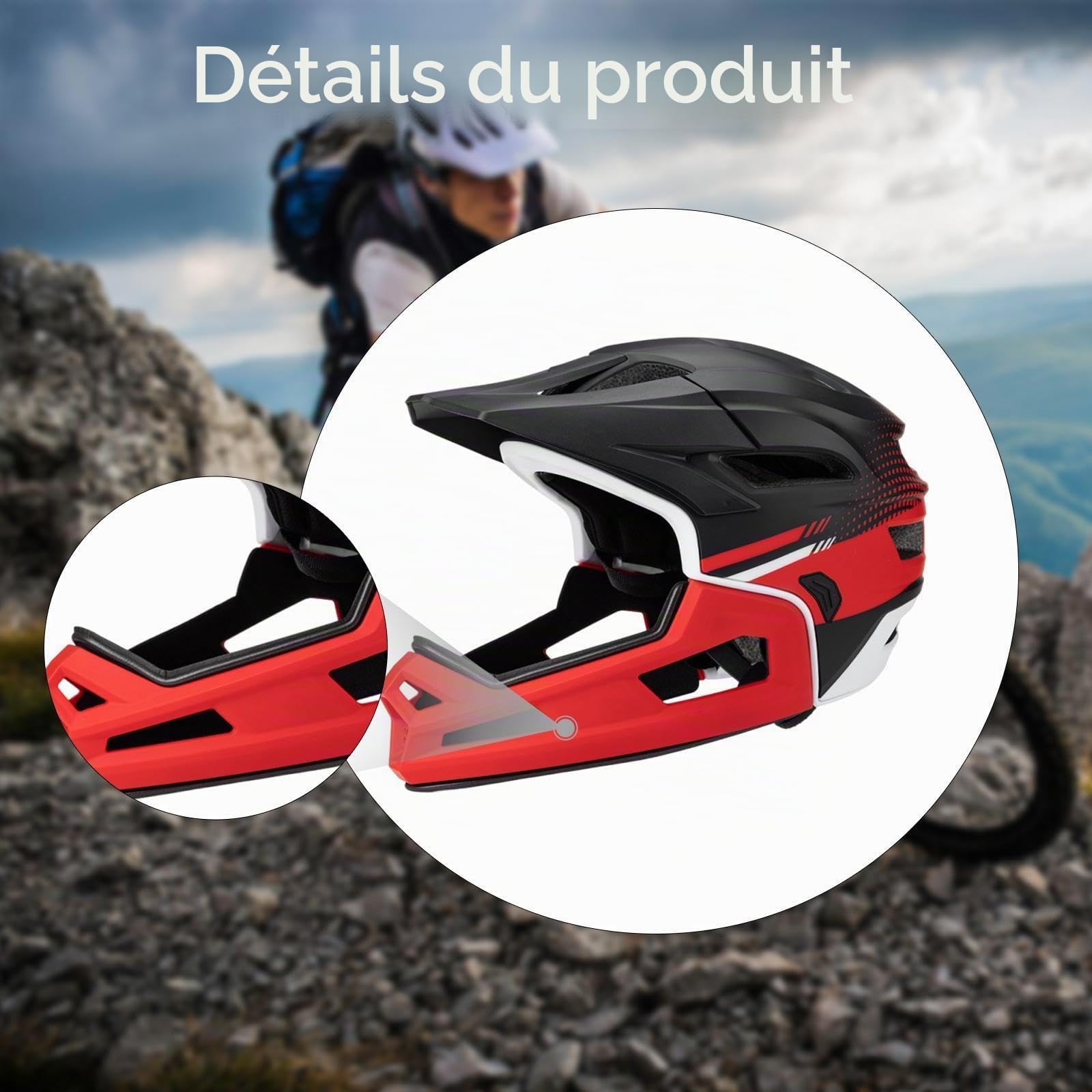 Casque Intégral pour VTT, Casque de Vélo, Confortable pour Hommes et Femmes, Casques de Vélo pour Skateboard, Snowboarders, Adultes