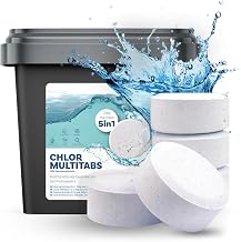 Belko Chlorine Tablets for Pools Multitabs 5 in 1-200 g Tabs Multi Chlorine Tablets - 5 kg with 5 Phase Care Effect for Safe and Clean Pool Care - Hygienic Pool Water
