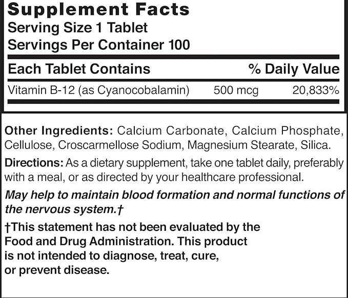 Nature's Blend Vitamina B-12 500 mcg 100 Tabletas miniatura 3