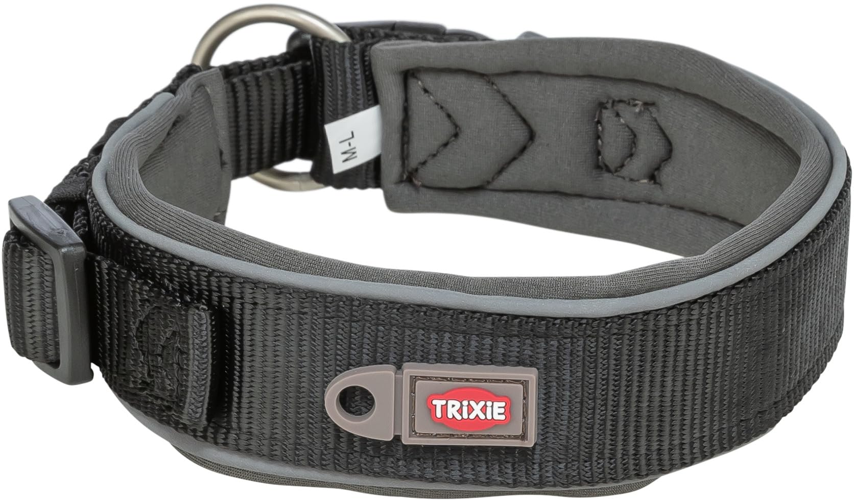 TRIXIE Premium Collar Size L–XL: 20.9–24.4 in/2.0 in neck circumference in black – Fully adjustable neoprene-padded dog collar for medium to large dogs – 1995901