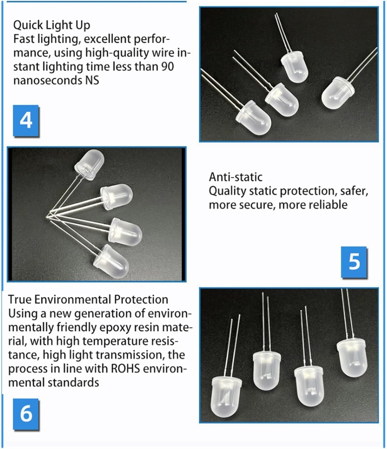 MeLphi 10 PCS 5mm Diffused LED Diode High Intensity Super Bright Lighting Bulb Electronics Component Lamp Fog Light Emitting Diode (Color : Red)