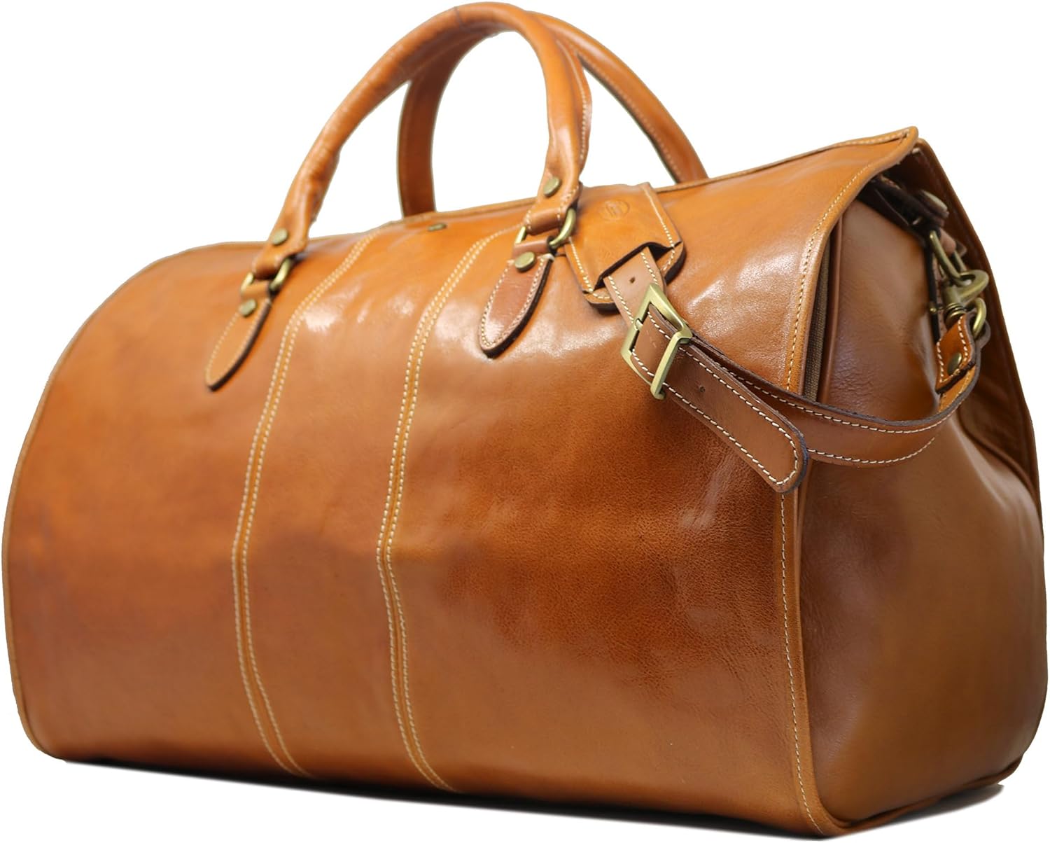 Floto Venezia Garment Duffle Travel Bag Suitcase in Brown Full Grain Leather