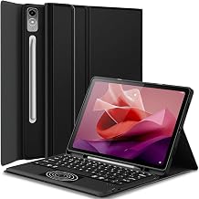 Case with Spanish Keyboard Ñ for Lenovo Tab P12 12.7 Inch 2023 TB370FU, Detachable Bluetooth Wireless Magnetic Keyboard with Touchpad (P12)