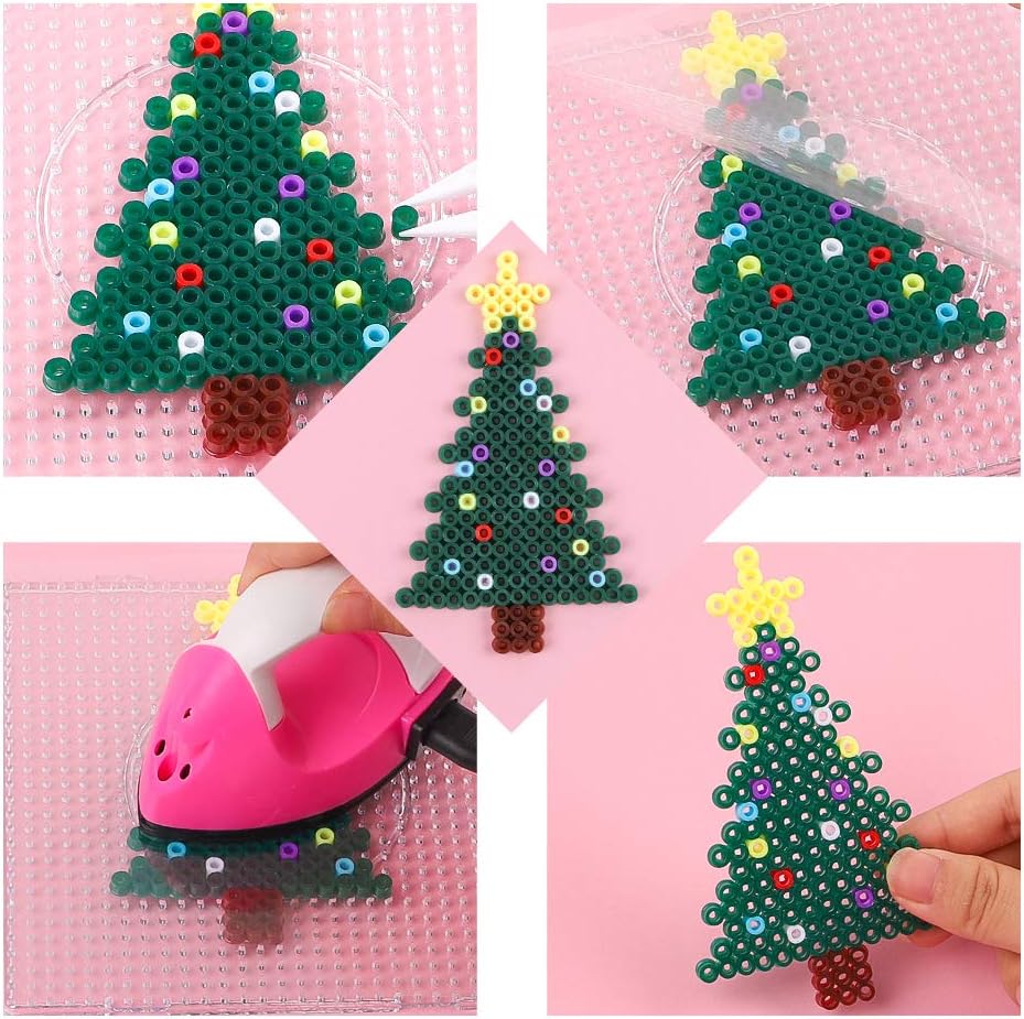 20160pcs Fuse Beads 48 Colors 5mm Melty Beads Including 4 Big Square Clear Pegboards, 5 Ironing Paper, 100 Jump Rings, 50 Straps, Tweezer Compatible Kit as Christmas Gifts by STUHAD