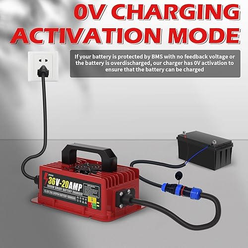 Miniatura 4 de Cargador de batería para carrito de golf de 48 voltios para EZGO RXV y TXT, cargador de carritos de golf de 15 amperios 900 W con enchufe triangular