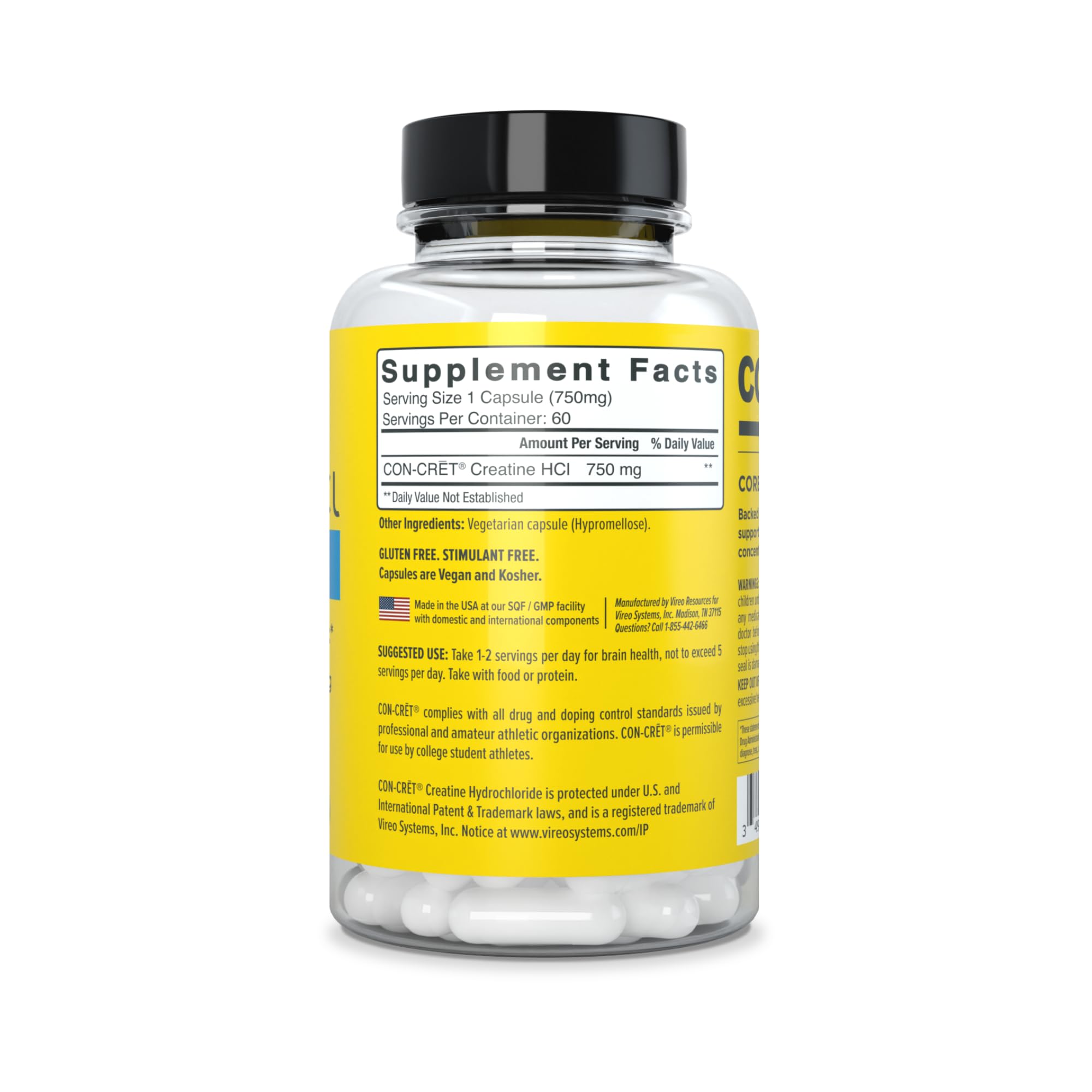 CON-CRET Creatine HCl for Brain Health Capsules – Clinically Tested Support for Memory, Focus, Concentration, Problem-Solving, Clarity, and Mood.* | Made in USA (60 Day Supply) — Amazon image 8