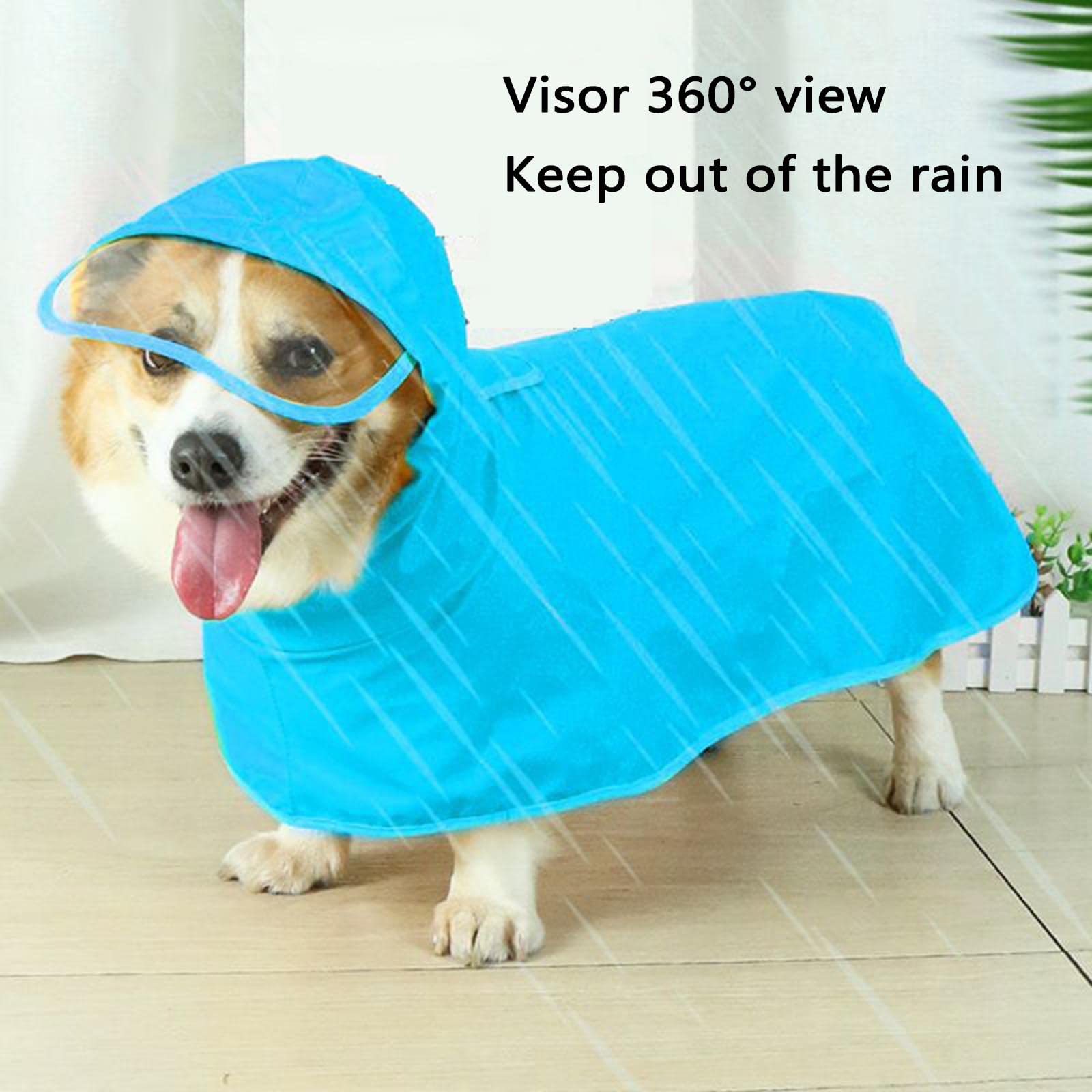 Hund Regenmantel wasserdichte Hundemanteljacke, Hunderegenmäntel, wasserdicht mit Beinen, klein mit Kapuze, 4-beiniger Katzen-Regenumhang mit Krempe, Haustierumhang, Loch for Abschleppseil