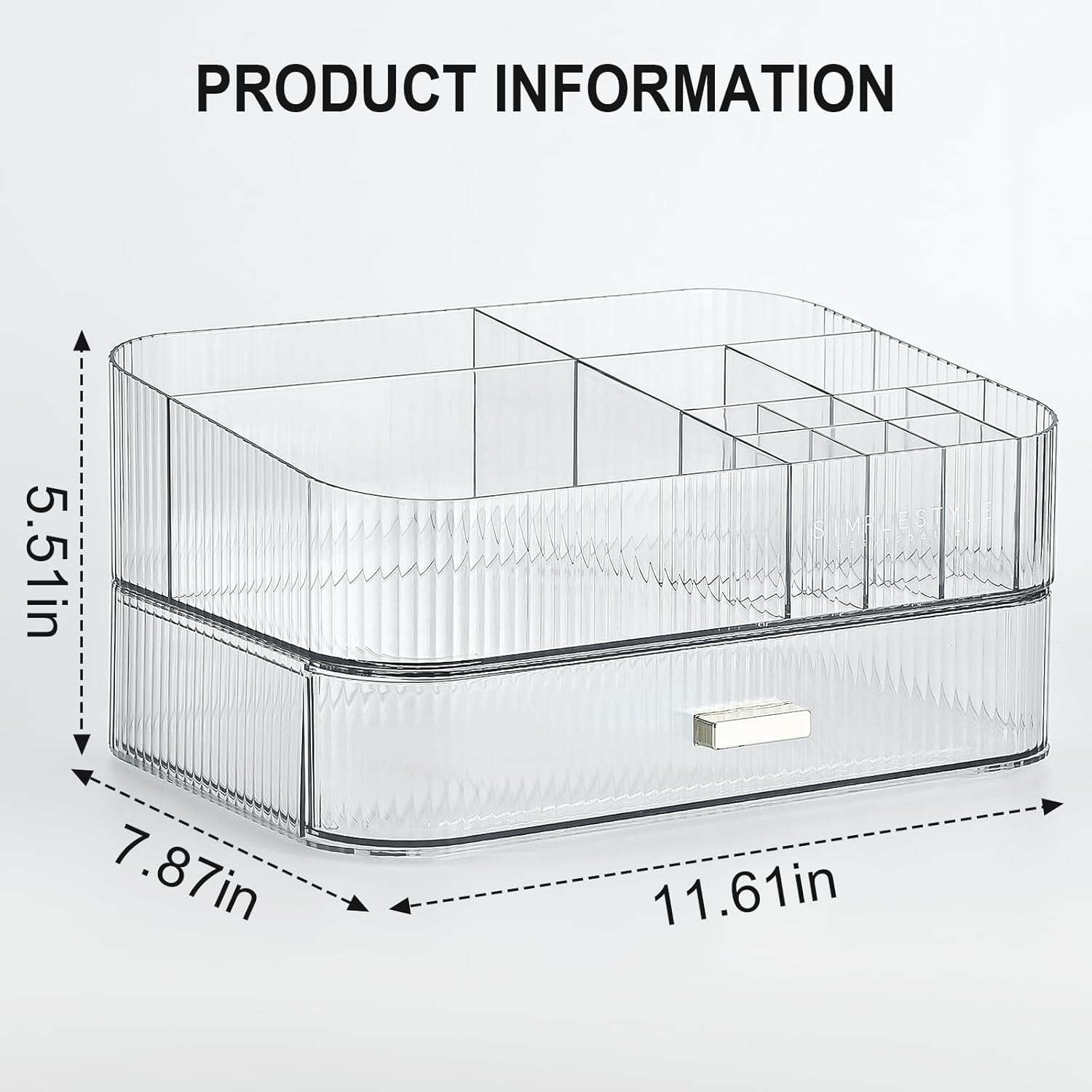 Makeup Organizer with Stackable Drawer,Large Capacity Cosmetic Storage Display Case for Vanity,Ideal for Desk Dresser Countertops Bedroom and Bathroom,Suitable for Perfume Cosmetics Skincare Lipsticks