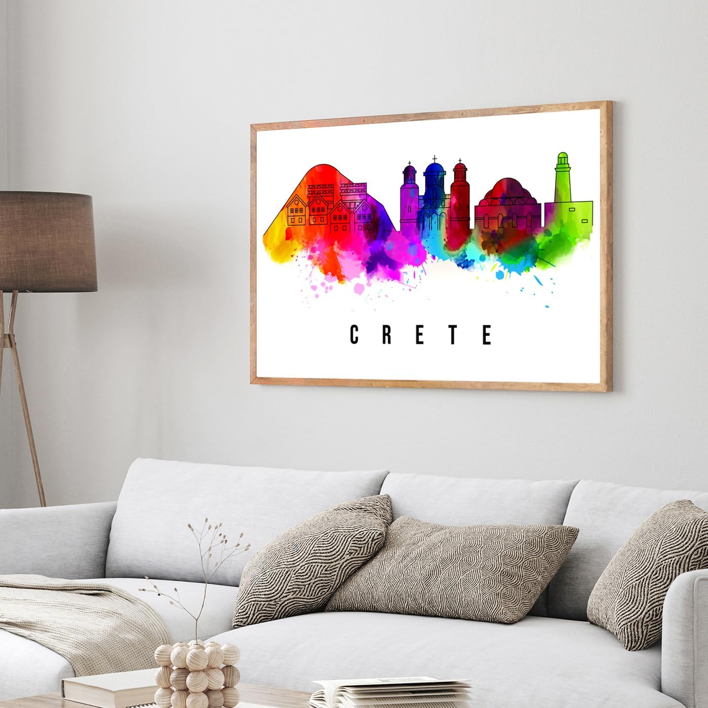 Pera Print Greece Poster, Greece-Crete Poster, Greece Illustration Skyline City Poster, Modern Skyline Poster, Cityscape and Landmark Print, Home-Office Wall Art Decoration