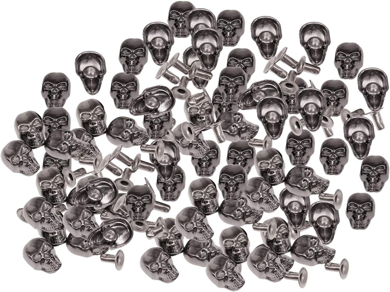 Trimming Shop Skull Head Rivets with Pin Metal Skull Head Studs for Leather Jacket, Clothing Decoration, DIY Craft Projects, Punk & Goth Accessories, 9mm x 15mm, Gunmetal, 100pcs