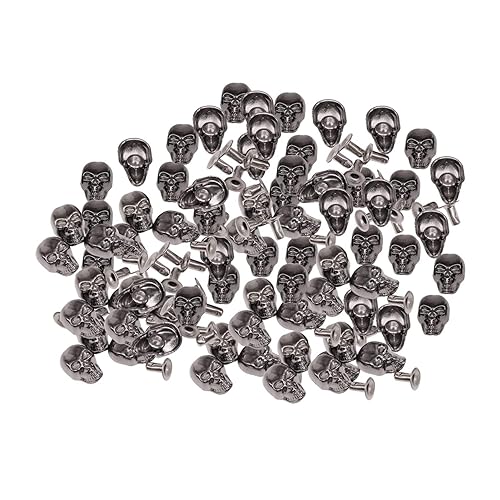Trimming Shop Skull Head Rivets with Pin Metal Skull Head Studs for Leather Jacket, Clothing Decoration, DIY Craft Projects, Punk & Goth Accessories, 9mm x 15mm, Gunmetal, 100pcs - Gunmetal Black