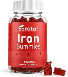 Iron Bisglycinate Gummies 25 mg for Women & Men, 60 Count