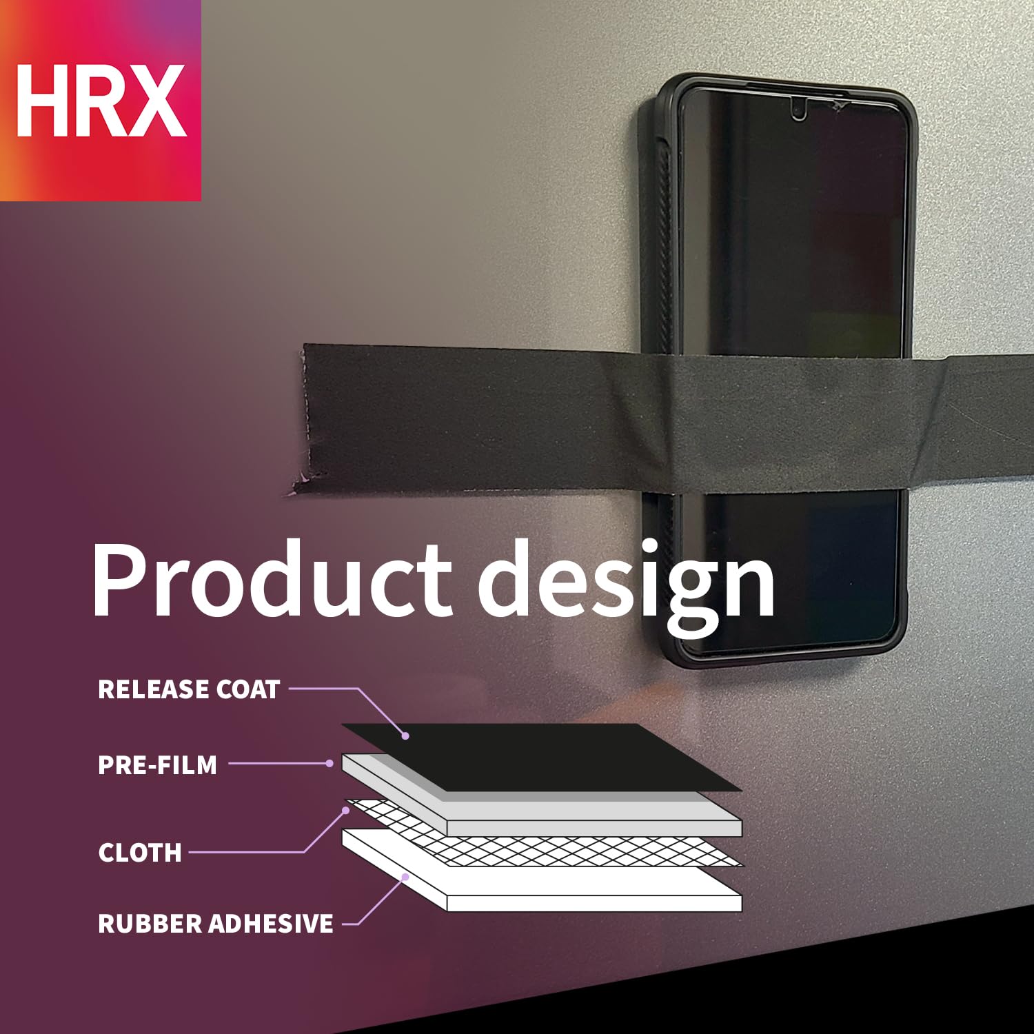 HRX Gaffer Tape - 1.5 Inch x 50 Yards - Waterproof, Residue-Free, Strong Adhesive, Easy Tear - Professional-Grade Multipurpose Tape for Events, Stage, DIY Projects, Cable Management - Black - 4 Roll