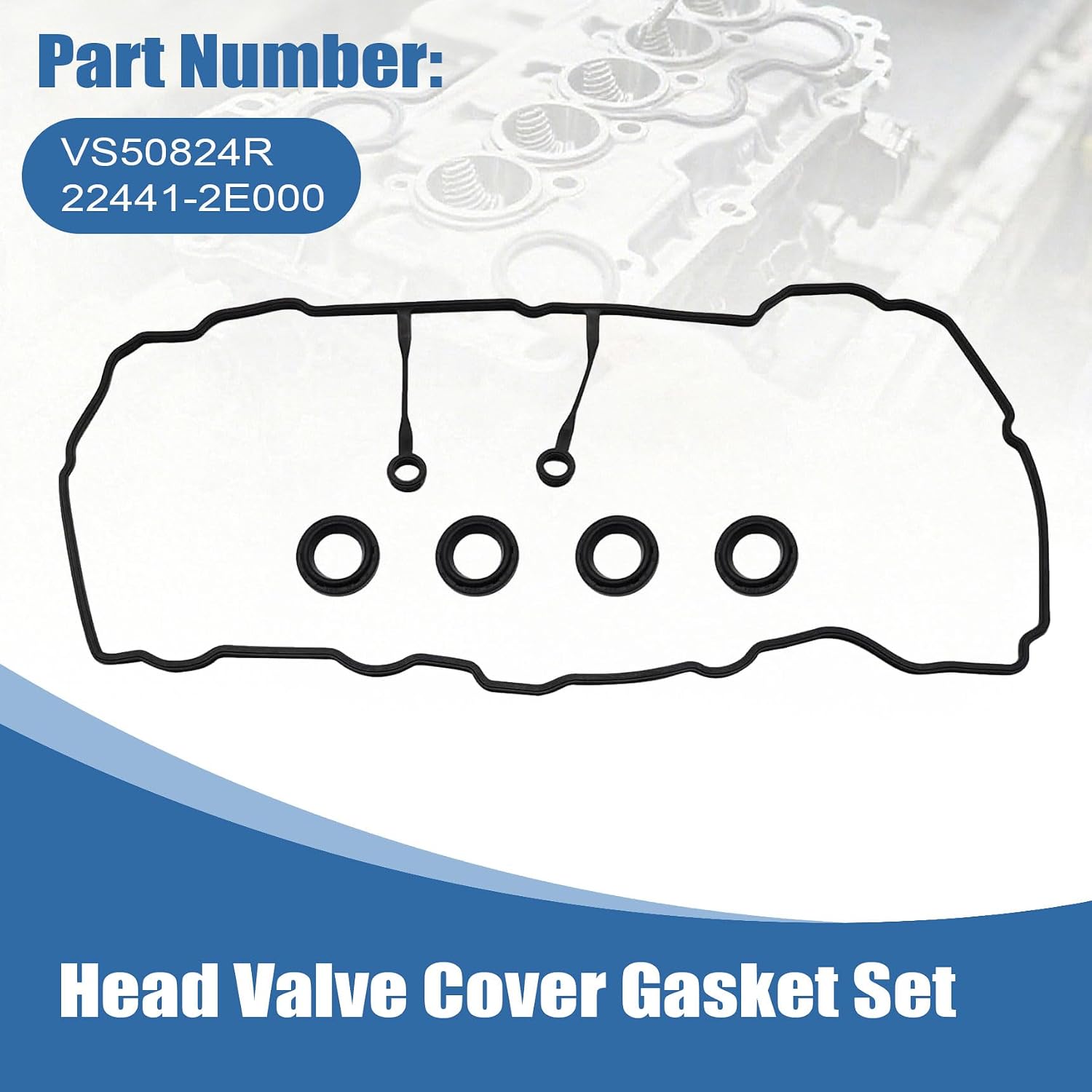 22441-2E000 Engine Head Valve Cover Gasket Fit for Hyundai Tucson Elantra Sonata, Fit for Kia Soul Optima Sportage Forte 2012 2013 2014 2015 2016 2017 2018 2019 1.8L/ 2.0L, 0361997 22443-23001
