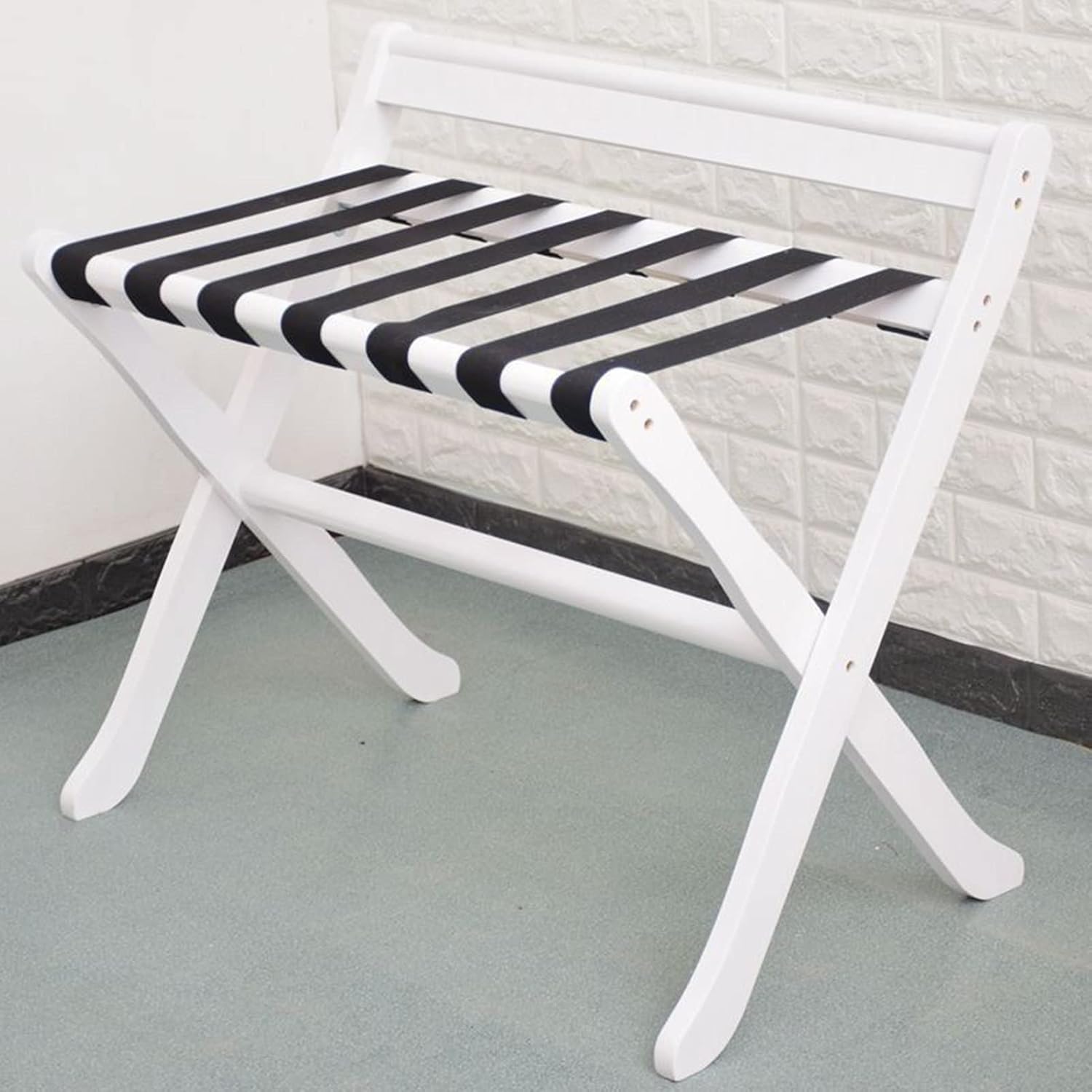 Luggage Racks, Fur Tray Rack, Folding Luggage Rack with Backrest, Hotel Bedroom Suitcase Support, Travel Bag Holder, Wooden Luggage Storage Shelf,White80X50X68Cm