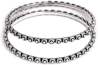 Shyle 925 Sterling Silver Bangle/Bracelet, Adya Embossed Quirky Bangles,Well Stamped with 925,Traditional Silver Jeweller... Price In India