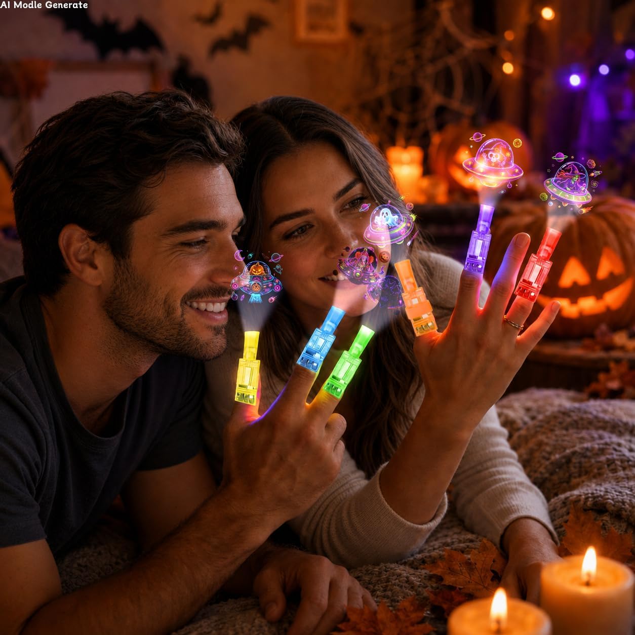 40 Pcs Halloween Finger Lights, Neon Space Party Favors Bulk Set