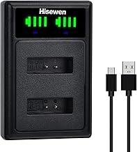 NB13L NB-13L Hisewen Dual LED Battery Charger for Canon PowerShot G7X Mark II, G1X Mark III, G5X, G9X, SX620, SX730, SX740 HS - Black