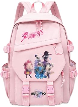 Kpop School Bag, Pink Large Backpack Lightweight School Bag, Children Rucksack Casual Travel Bag, Adjustable Straps for Girls Kids Fans