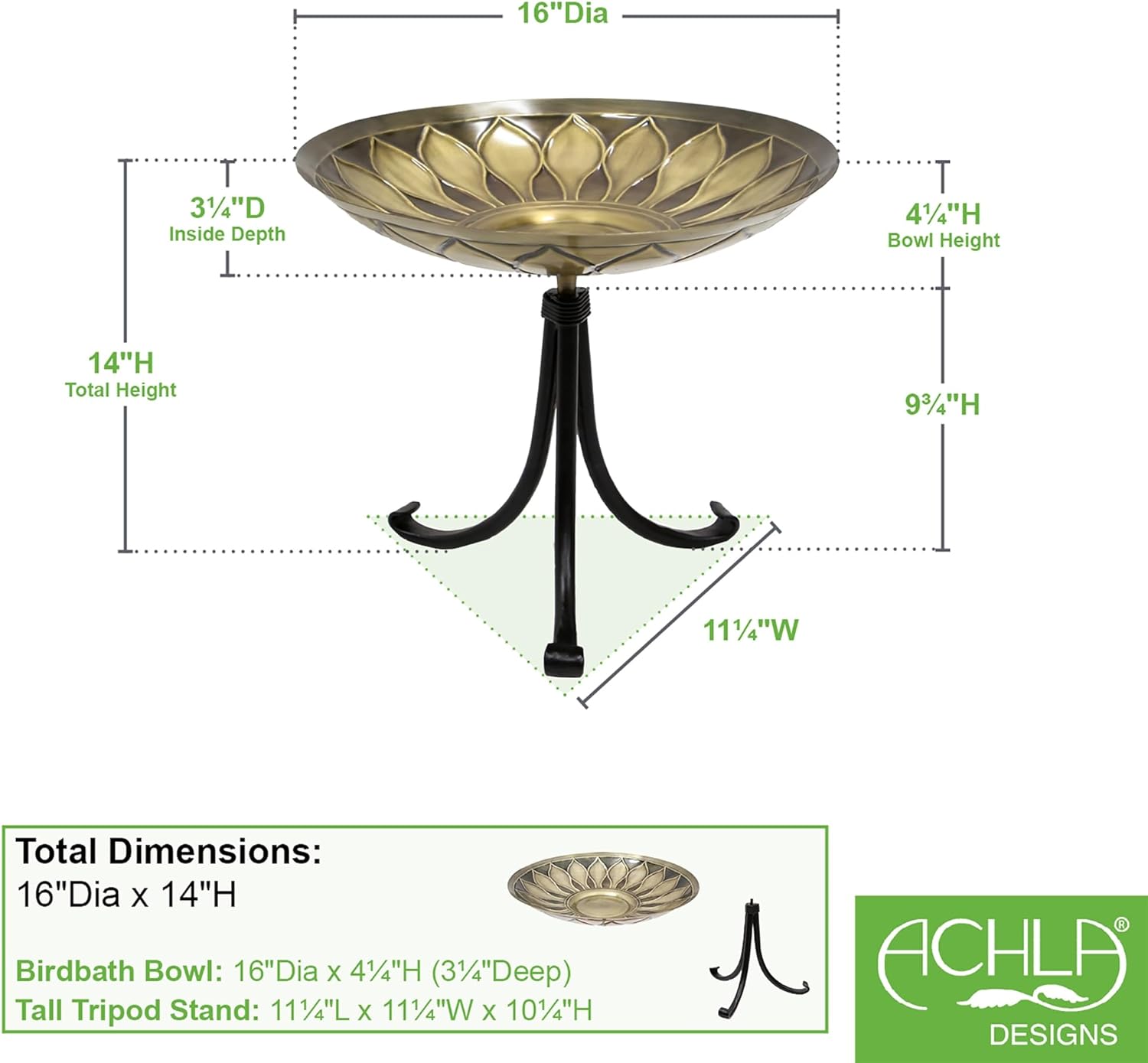 African Daisy Birdbath- Tripod Stand