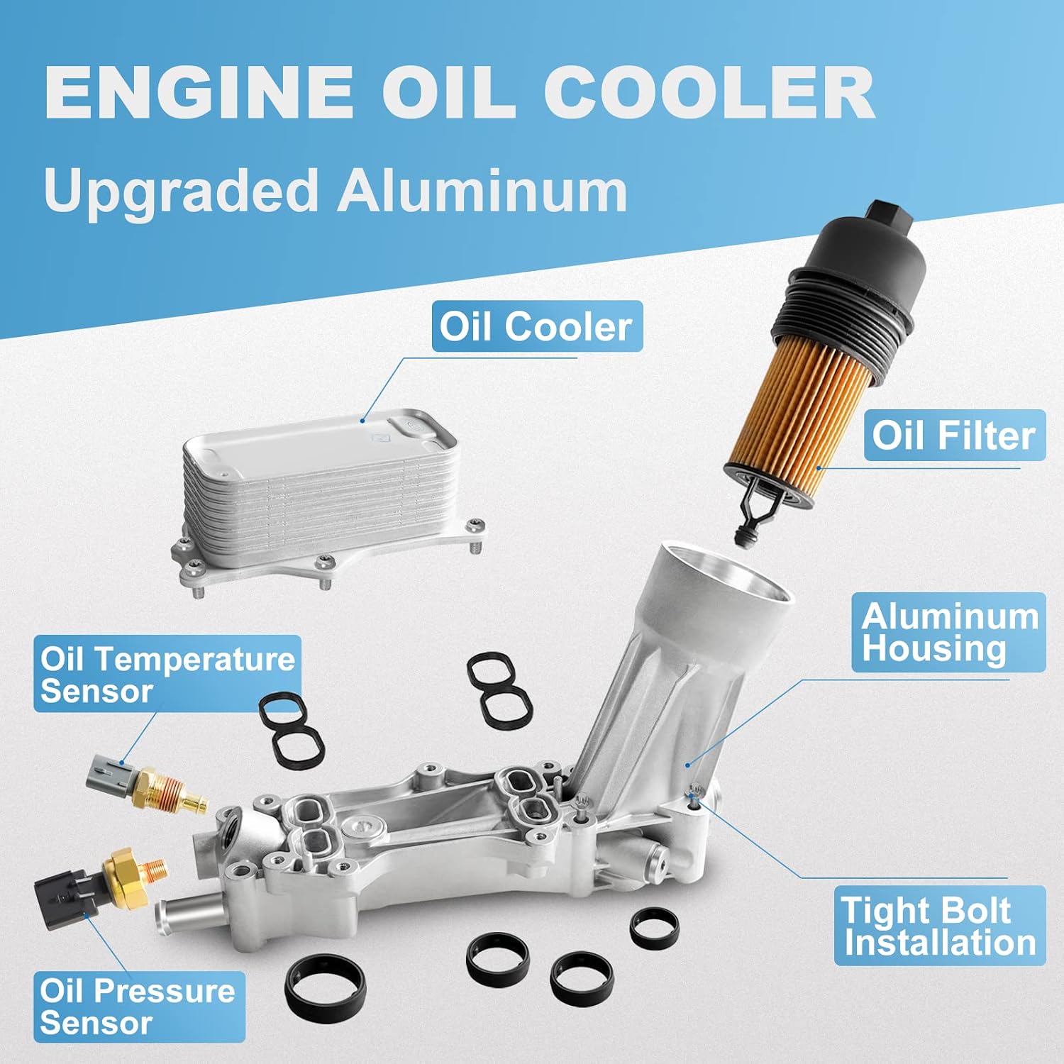 926-959 Aluminum Engine Oil Filter Housing with Oil Cooler Sensors and Gaskets Kit Compatible with Chrysler 200 300 Compatible with Dodge Avenger Wrangler Promaster 3.6L V6 Replaces 926-876 68105583AF