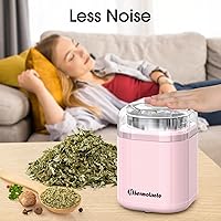 Vista 7 de Molinillo de hierbas y especias, eléctrico de 200 W con hoja de acero inoxidable, cepillo de limpieza, tamaño compacto de 5.11 pulgadas (rosa)