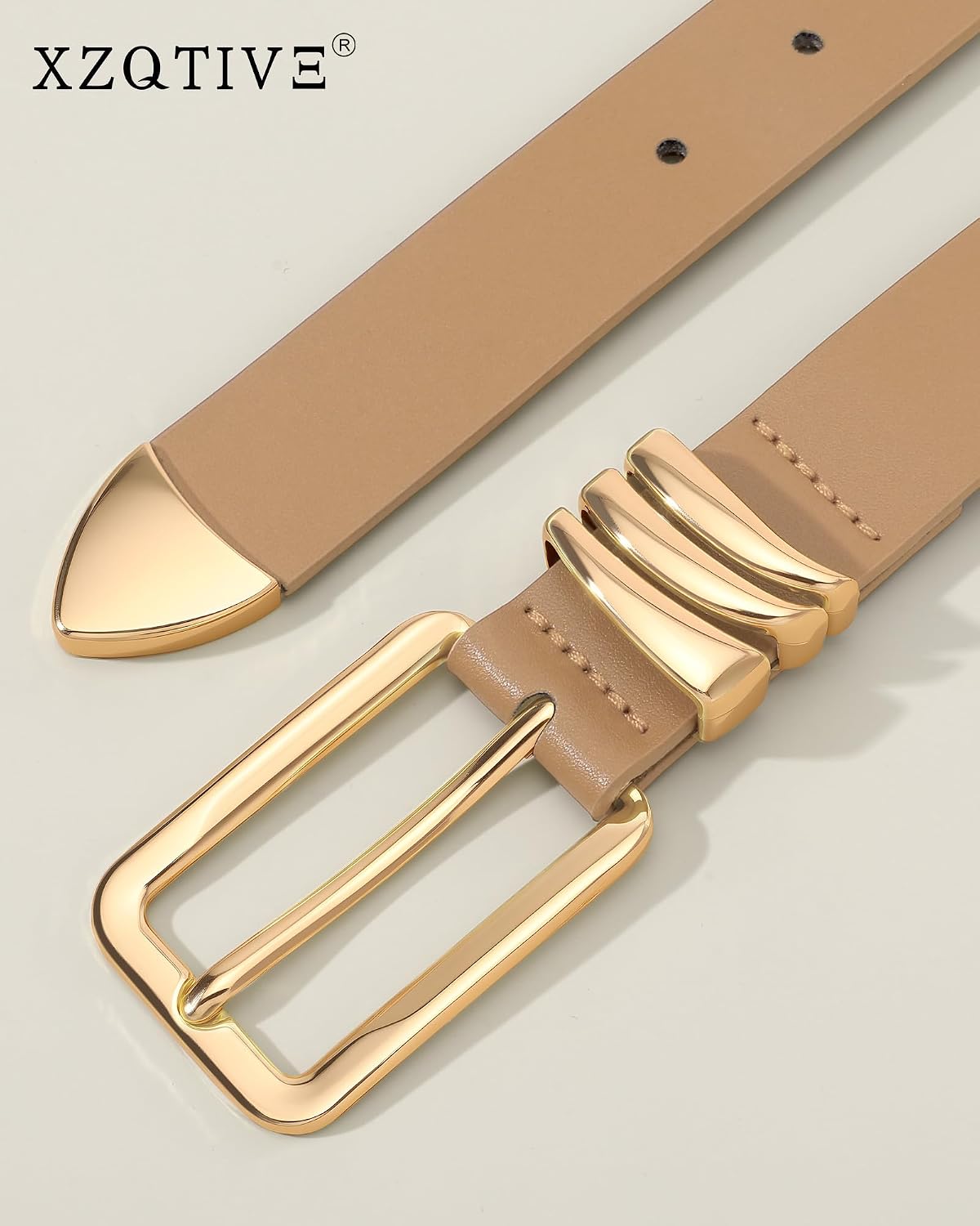 XZQTIVE Women Belts for Jeans Pants Dresses, Ladies Casual Leather Waist Belt with Gold Buckle image 4