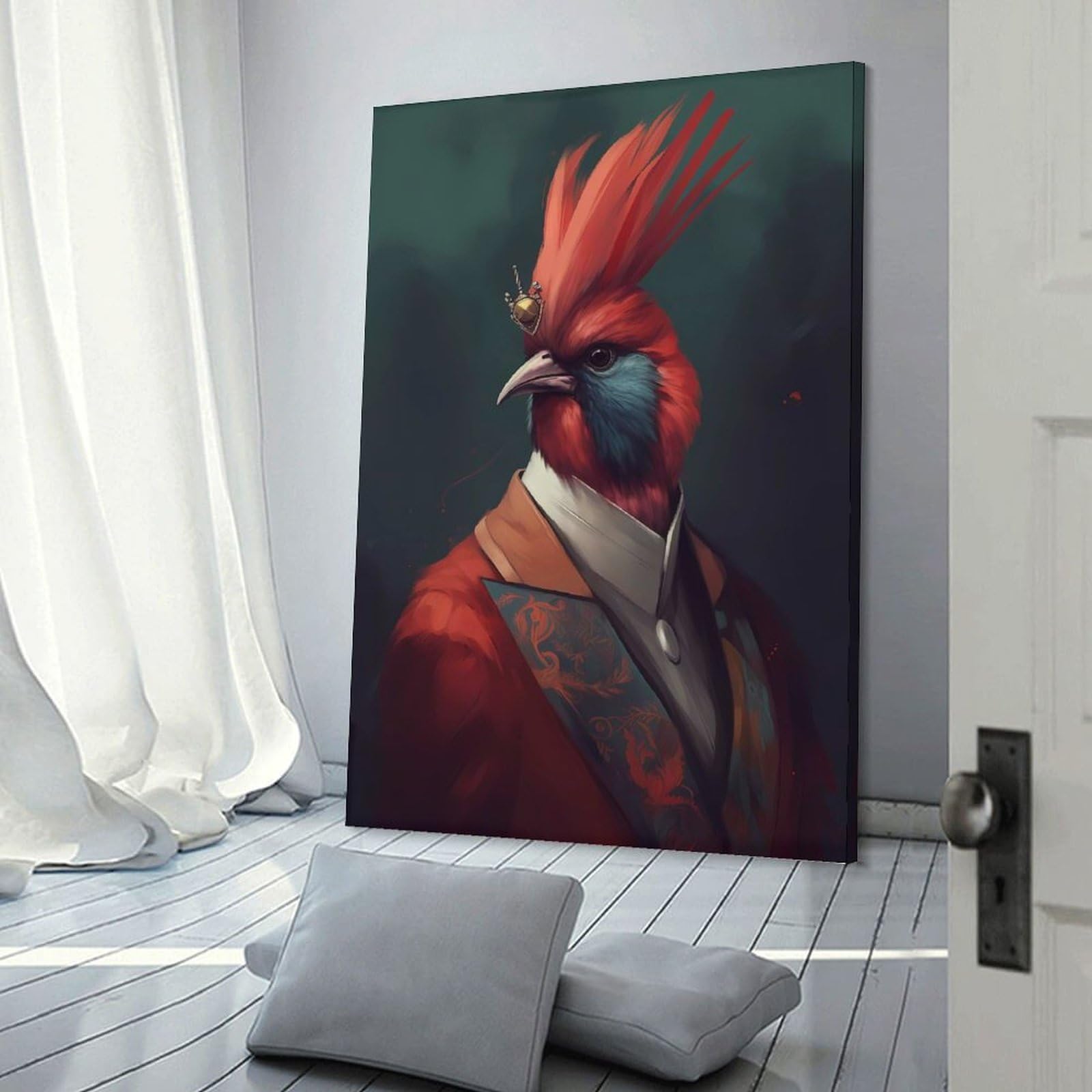 Junmoney Cardinal Folklore Wall Picture Print, 20x30inch(50x75cm), for Art Walls, Layered Displays Or Homes, Home Wall Art for Statement Displays