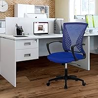 Vista 2 de Silla ergonómica de escritorio, silla de oficina, silla de computadora de malla, respaldo medio, giratoria, ajustable, con soporte lumbar