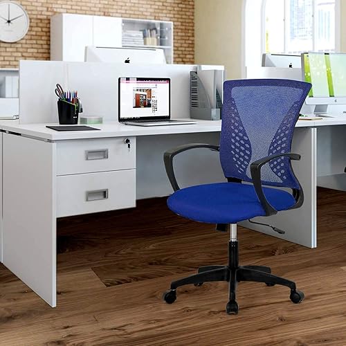 Miniatura 2 de Silla ergonómica de escritorio, silla de oficina, silla de computadora de malla, respaldo medio, giratoria, ajustable, con soporte lumbar,