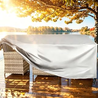 Extra Large Outdoor Patio Furniture Set Covers 40x24x18 inch/LxWxH Outside Dining Table and Chairs Waterproof Cover Heavy Duty Sectional Sofa Set Covers Anti-UV 100x60x45 cm, Silver