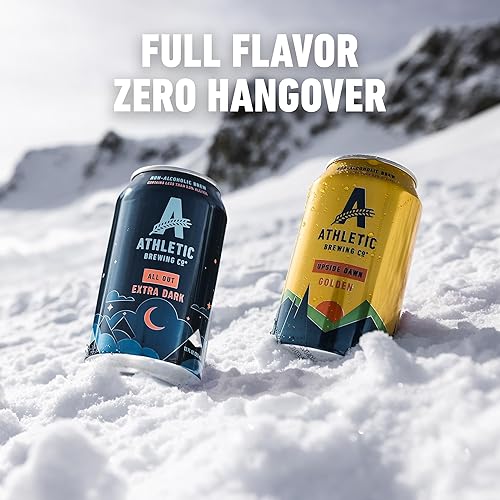 Miniatura 61 de Athletic Brewing Company Craft - Cerveza sin alcohol, paquete de 6 unidades de All Out, Upside Dawn, Run Wild IPA y Cerveza Atletica, baja
